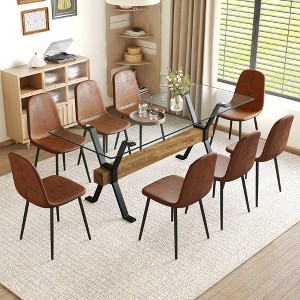 9-Piece Dining Set with Glass Table and 8 Armless Chairs - 1 of 4