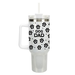 Elanze Designs Dog Dad Puppy Pawprints Hearts 40 oz. Stainless Steel, Large Water Bottle Coffee Mug, Spill & Leak Resistant, Thermal Travel Tumbler - 1 of 1