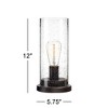 360 Lighting Libby Industrial Accent Table Lamps 12" High Set of 2 Bronze Metal Edison Bulbs Seeded Glass Shade for Bedroom Bedside Nightstand Office - 4 of 4