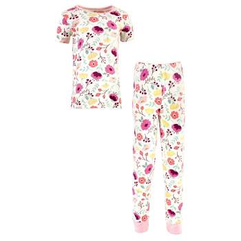 Touched by Nature Toddler and Kids Girl Organic Cotton Tight-Fit Pajama Set, Botanical