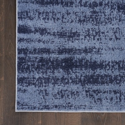 Essentials Denim Blue Abstract Indoor/Outdoor Square Rug