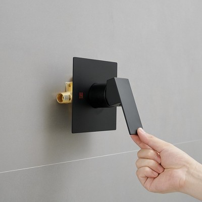 Matte Black Stainless Steel Square Rainfall Shower Faucet Set
