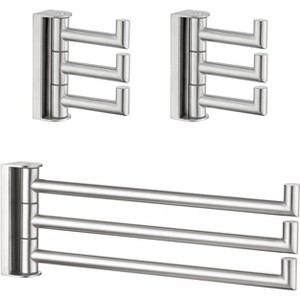 Mixxidea 3-Arm Swivel Towel Hook 2 PCS Bundle with Triple Folding Hand Towel Rack - 1 of 3
