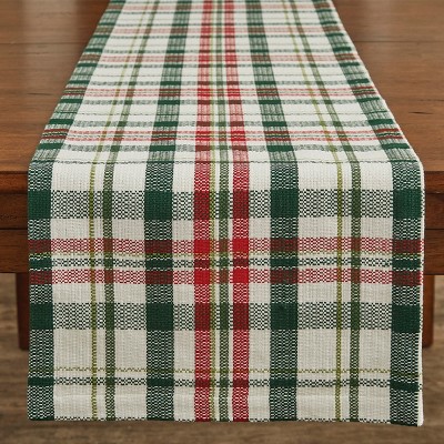 Split P Grace Plaid Table Runner - 72"L - Green