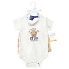 Hudson Baby Infant Boys Bodysuit, Short and Sock, Stud Muffin - 2 of 4