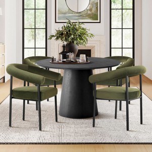 5-Piece Dining Set for 4 ,Wood 46" Round Dining Table with Upholstered Velvet Dining Chairs with Metal Legs for Dining Room-Tanpinhause - 1 of 4