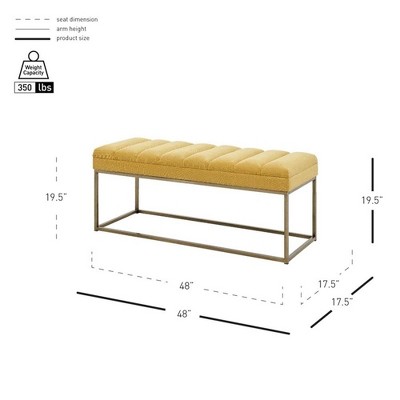 Darius 48'' Montello Yellow Polyester Bench with Brushed Gold Steel Base