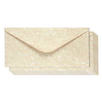 48-Pack Parchment Envelopes, Old Aged Vintage Antique Design, Gum Seal Parchtone, 8.75 x 4 inches, Cream