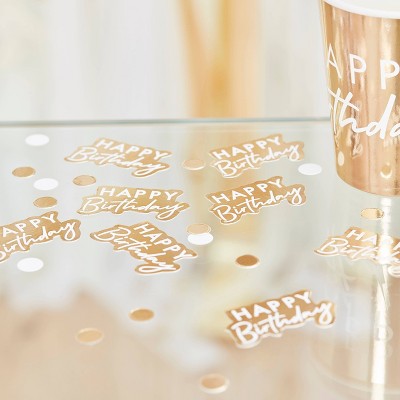 'Happy Birthday' Confetti Gold/White