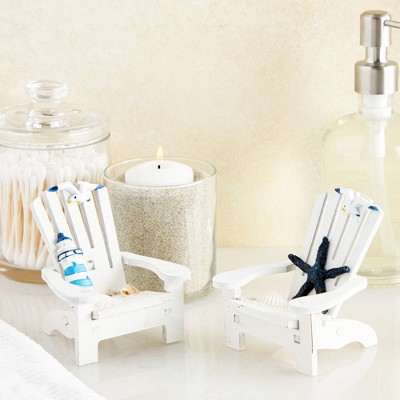 Set of 4 White Mini Nautical Wooden Beach Chairs