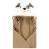 Hudson Baby Cotton Animal Face Hooded Towel, Brown Gingham Puppy, One Size - 3 of 4