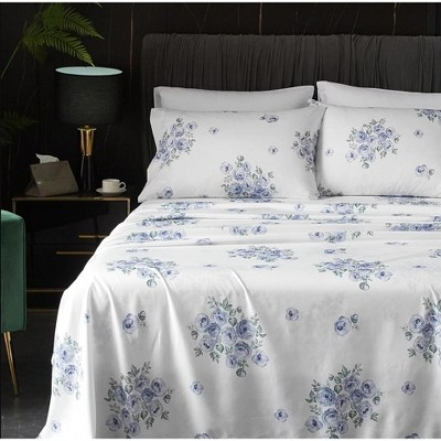 BAFODE Floral Sheets King, Soft Breathable Farmhouse 4pcs Bed Sheet Sets,18 inches deep Pocket Sheets