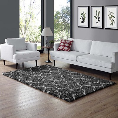 Modway Solvea Moroccan Trellis 5x8 Shag Area Rug