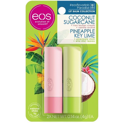 eos Pineapple Key Lime and Coconut Sugarcane Lip Balm Stick - 2ct
