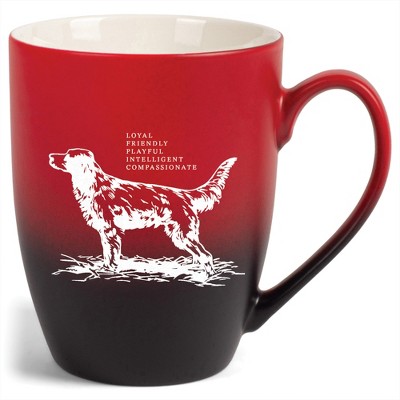 Elanze Designs 12 Ounce Ceramic Decorative Laser Engraved Giftable Novelty Tea Coffee Cup Mug Red and Black Dog Loyal Friendly Playful Intelligent