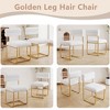 Kumasinova On-Trend Chic Dining Chairs Set of 2,Soft Teddy Fabric Accent Armless Chairs with Golden Iron Legs,250lbs Capacity,White - 4 of 4