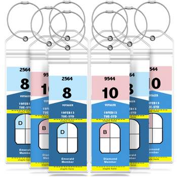 GreatShield Cruise Luggage Tag Holder w/ Zip Seal & Steel Loops for Royal Caribbean & Celebrity - Clear - 8 Pack