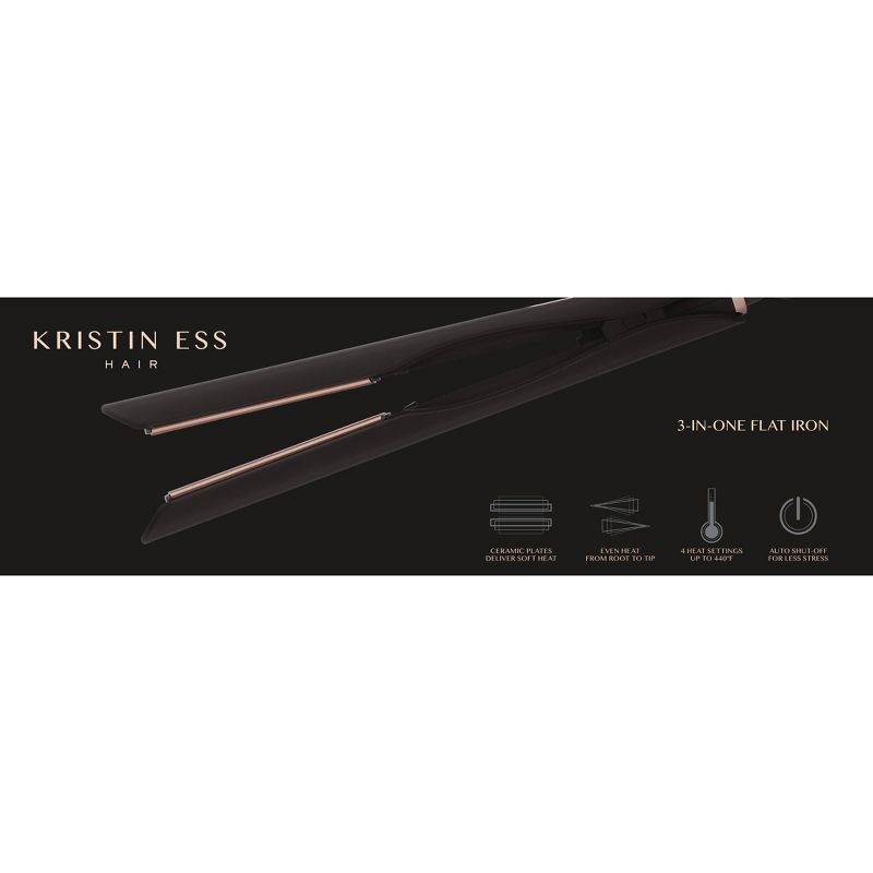 Kristin Ess 3-In-One Ceramic Flat Iron Hair Straightener for Straightening, Waving &#38; Curling - 1 1/4&#34;, 3 of 7