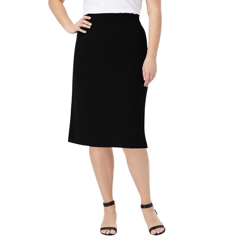 Jessica London Women's Plus Size  Casual Tummy Control Bi-Stretch Pencil Skirt, 1 of 2