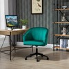 HOMCOM Retro Mid-Back Swivel Fabric Computer Desk Chair Height Adjustable with Metal Base, Leisure Task Chair on Rolling Wheels for Home Office, Green - image 2 of 4