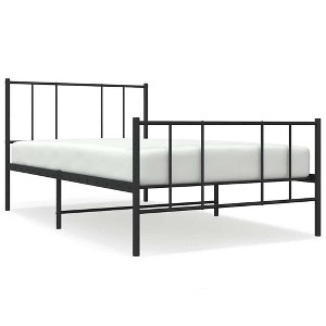 vidaXL Black Twin Metal Bed Frame with Headboard & Slats, No Mattress, Easy Assembly - 1 of 4