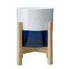 8" Henrietta Planter in White & Blue Two Tone Finish w/ Wood Stand - Southern Patio - 3 of 3