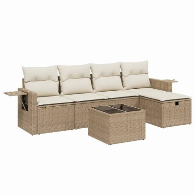 vidaXL Garden Sofa Set Beige and black