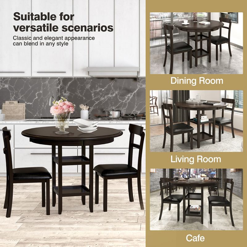Costway 3-Piece Dining Set W/ Counter Height Round Dining Table & 2 Upholstered Chairs, 4 of 11