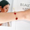 18K Gold Plated Clover Lucky Bracelet for Women White/Black/Red/Green Flower Four Leaf Link Bracelets - 4 of 4
