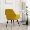 Velvet Upholstered Contemporary Barrel-Back Accent Chair with Deep Tuck-Pleating, Thick Padding and Beech Wood Legs with Gold Accents - 4 of 4