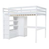 NicBex Full Size Bunk Bed with Desk Loft Bed Wooden Bed Frame with Wardrobe, Shelves, 2 Drawers, Ladder and Guardrail, No Box Spring Required, White - 3 of 4