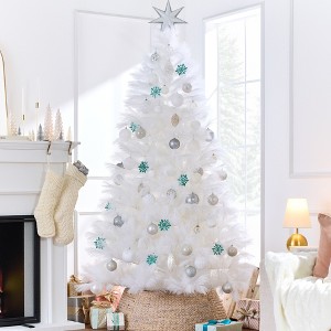 Best Choice Products Premium Artificial White Pampas Christmas Tree Holiday Décor w/ Foldable Metal Base - 1 of 4