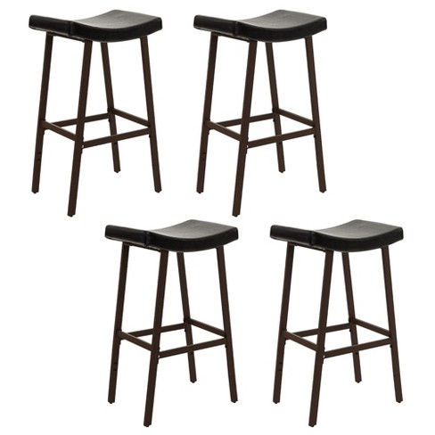 Tangkula Bar Stools Set Of 4 Saddle shaped Bar Stools Upholstered