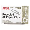 ACCO Recycled Paper Clips, #1, Smooth, Silver, 100 Clips/Box, 10 Boxes/Pack - 2 of 3