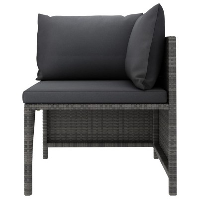 vidaXL Sectional Corner Sofa with Cushions Gray Poly Rattan