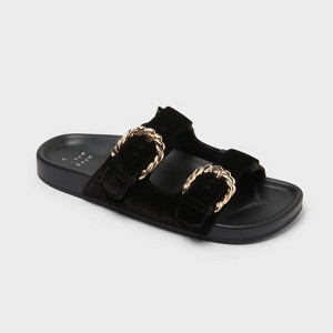k*o様 ENFOLD PADDED SANDALS Women's Koda Velvet Slide Sandals - A New Day™ Black 12 : Target