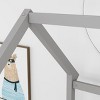 Streamdale Twin Size Floor Wooden Bed with House Roof Frame, Fence Guardrails,Grey - 2 of 4