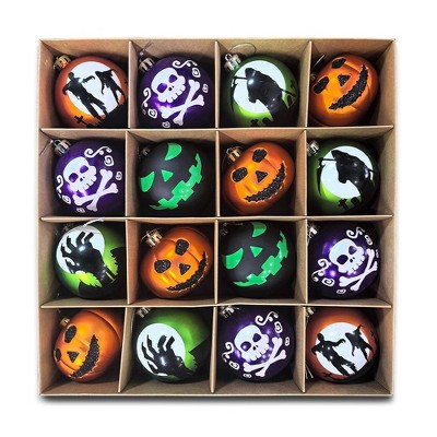 Spooky Horror Shatterproof Halloween Ornament Set, 16 Pieces