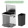 Trash Can, Stainless Steel Dual Compartment Step-on Recycling Bin with Soft-Close Lids & Removable Plastic Inner Buckets - 4 of 4