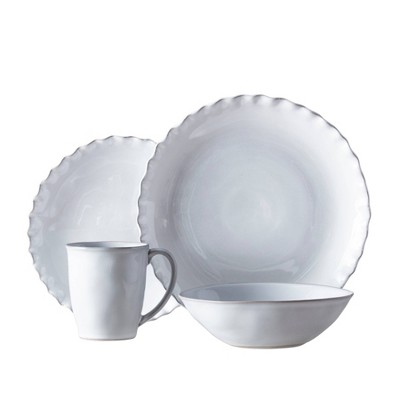 Fortessa Tableware Solutions 16pc Clay Complements Stone Dinnerware Set Off-White: Solid Ceramic Tableware Dishes Set