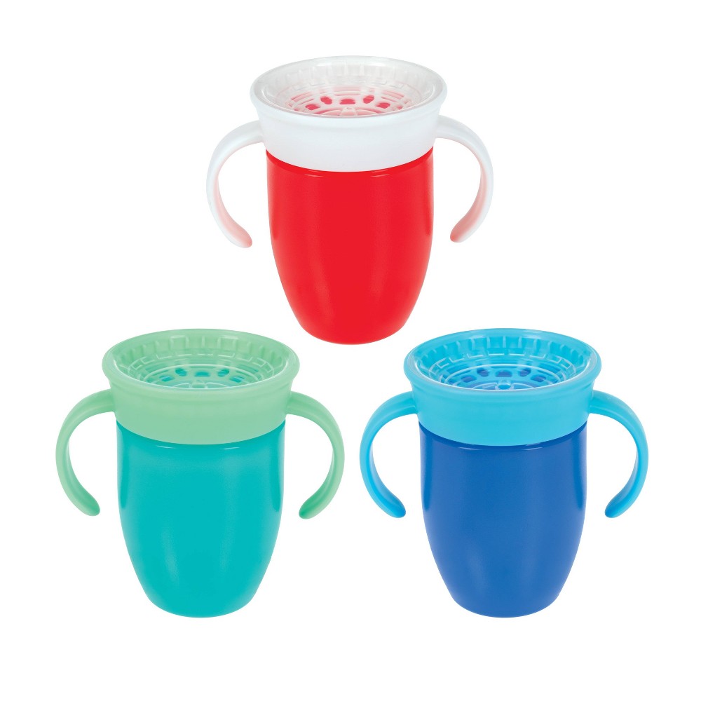 Nuby 7oz 2 Handle 360 Cup - Boy - 3pk