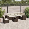vidaXL 6 Piece Patio Sofa Set with Cushions - Brown and Cream With Table - 2 of 4