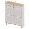 Homy Casa Shoe Storage Cabinet with 2 Flip Drawers and 2 Top Drawers for Entryway or Bedroom, Oak White - 3 of 4