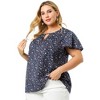 Agnes Orinda Plus Size Womens Tops Keyhole Flutter Short Sleeve Chiffon Floral Pattern - 4 of 4