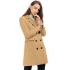 Allegra K Women's Elegant Notched Lapel Double Breasted Long Sleeve Winter Overcoat - 4 of 4