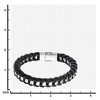 Men's Steel Art Stainless Steel with Black Leather Thread Bangle Bracelet (8") - 3 of 4
