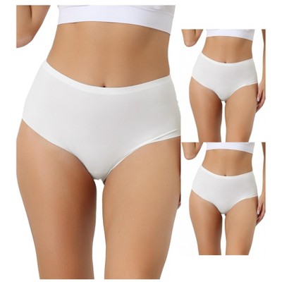 Allegra K Women's High Waist Silky Breathable No Trace Hipster Stretch Briefs 3 Packs