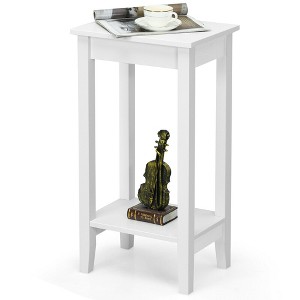 Costway 2-Tier Nightstand End Side Table Coffee Table Wooden Legs Bedroom - 1 of 4