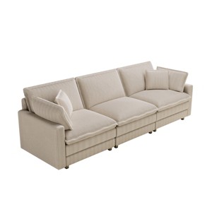 GDFStudio Jodie Corduroy Upholstered 103" Oversized Deep Seat  Sofa with Solid Wood Legs and 4 Pillows - 1 of 4