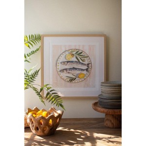 Framed Fish Dinner Painting – Coastal Wall Art with Nautical Theme by Kalalou - 1 of 4